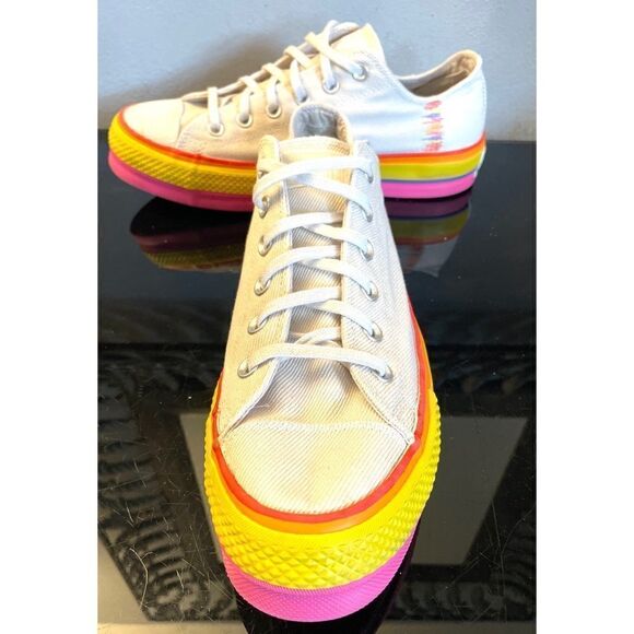 Converse Chuck Taylor All Star Lift Ox Rainbow Platform Sneakers Womens SZ 10.5 - Picture 8 of 12